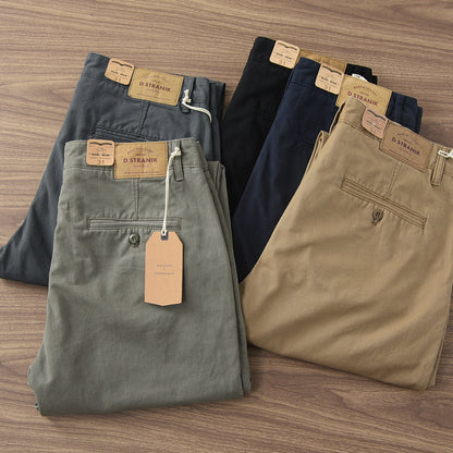 Twill Cotton Men's Casual Pants Basic Loose Straight Casual Long Pants